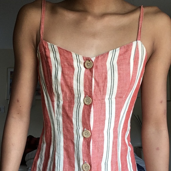 Linen ladder back dress striped button up - Picture 4 of 4